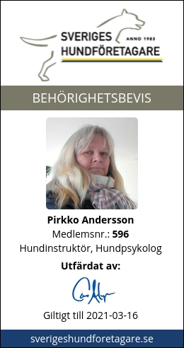 Pirkko Andersson, medlem i Sveriges hundföretagare